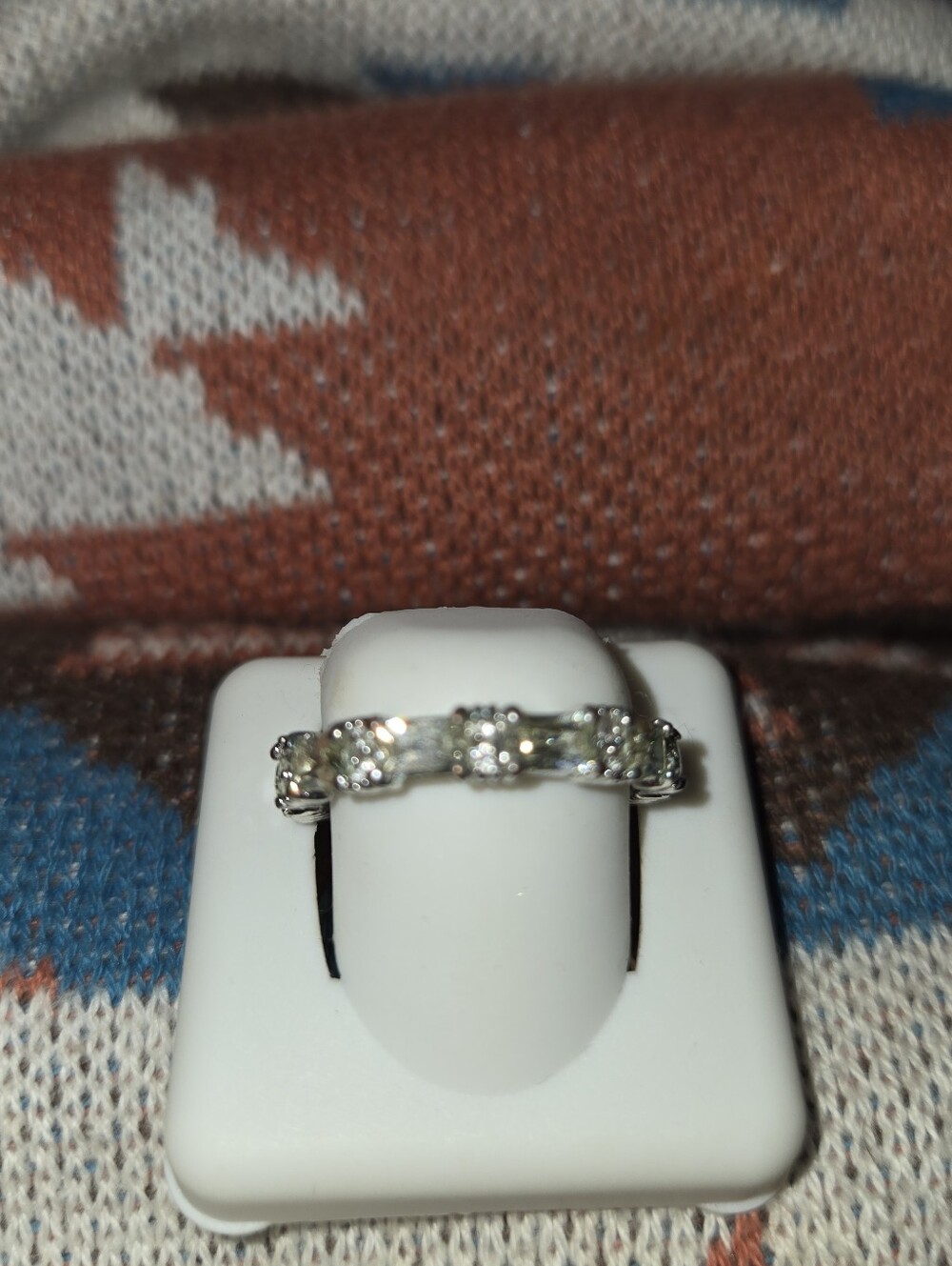Sterling Silver Clear Cz Emerald Cut Eternity Band - Women Jewelry - Picture 2 of 3
